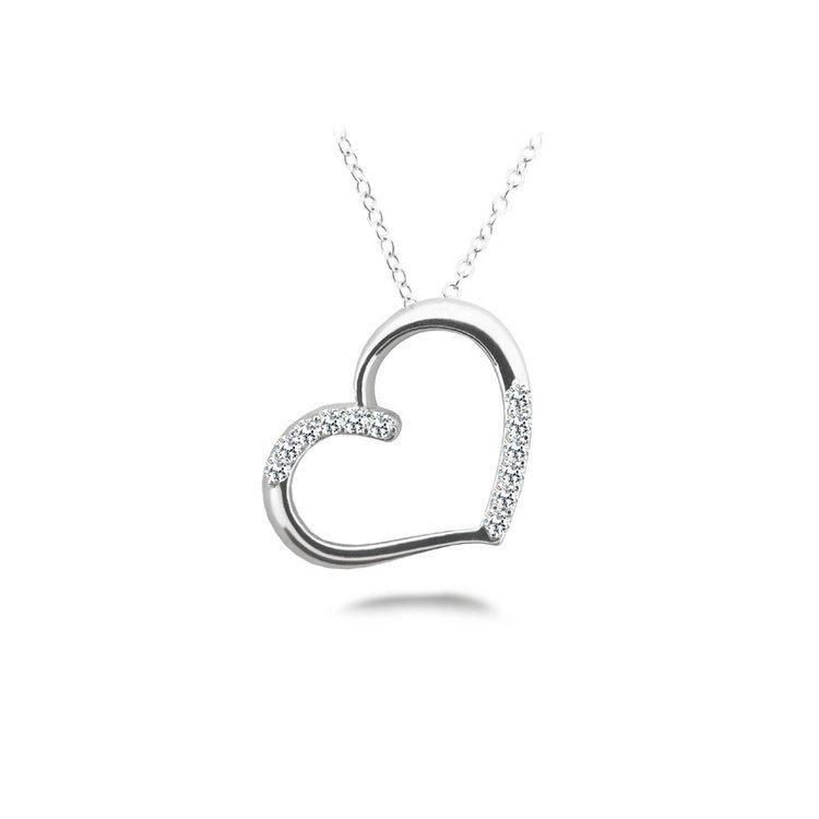 White gold heart hot sale necklace with diamonds