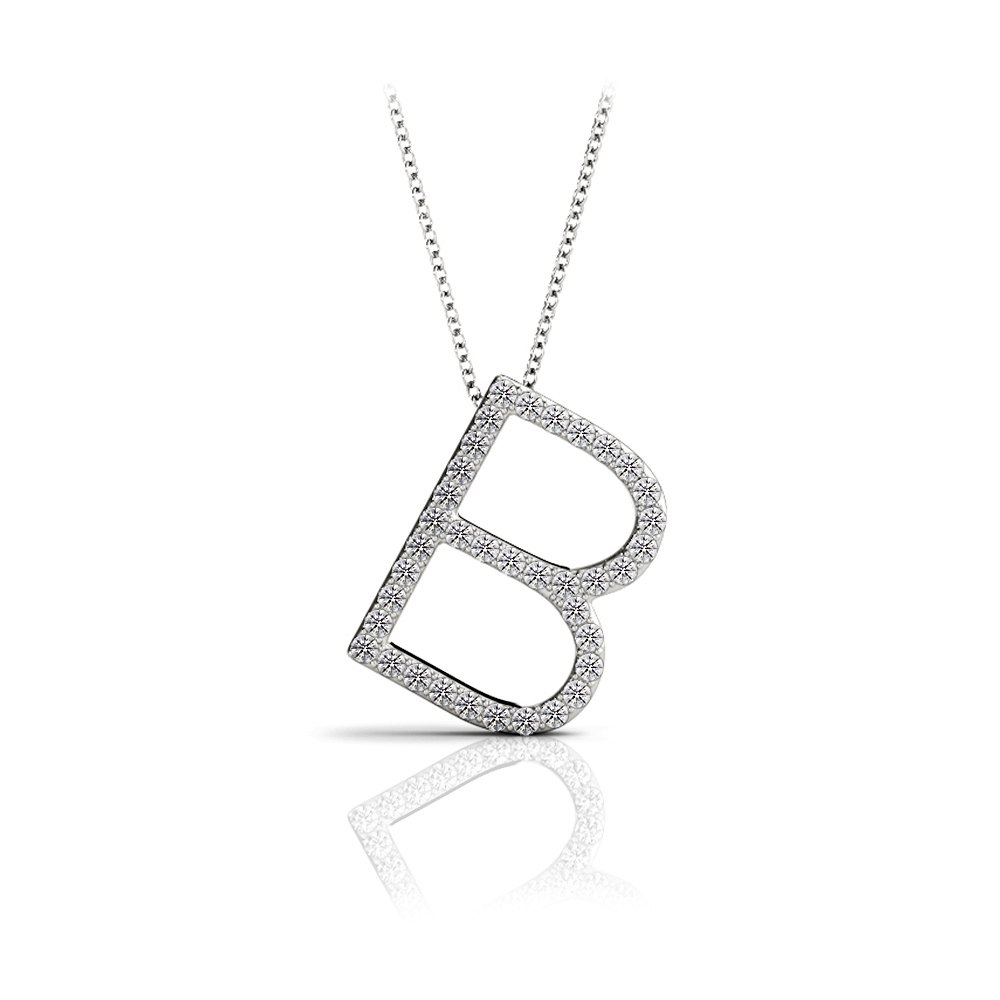 diamond b initial necklace