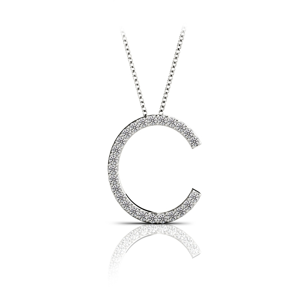 Diamond Initial Necklace - C