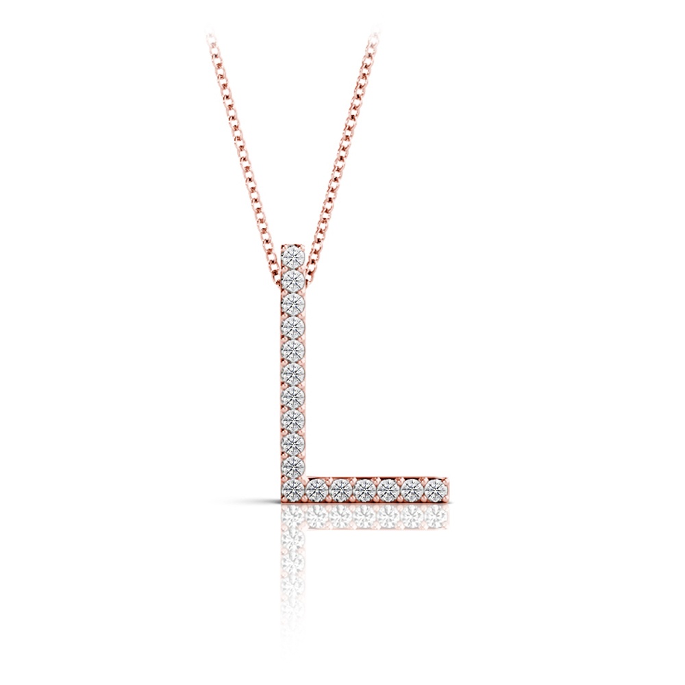 diamond letter l necklace