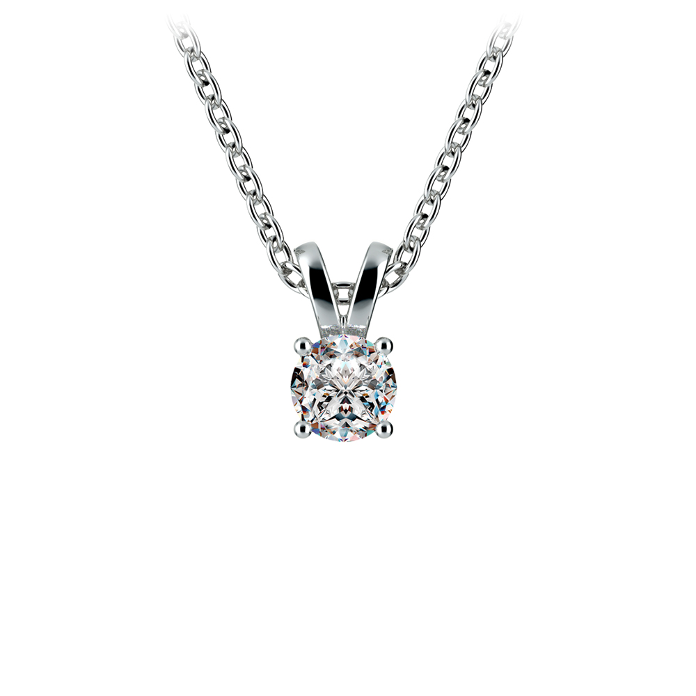 Round Diamond Solitaire Pendant in White Gold (1/3 ctw)