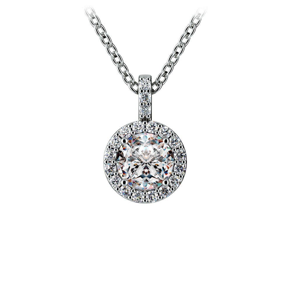 Platinum Diamond Halo Pendant Necklace (3/4 Ctw)