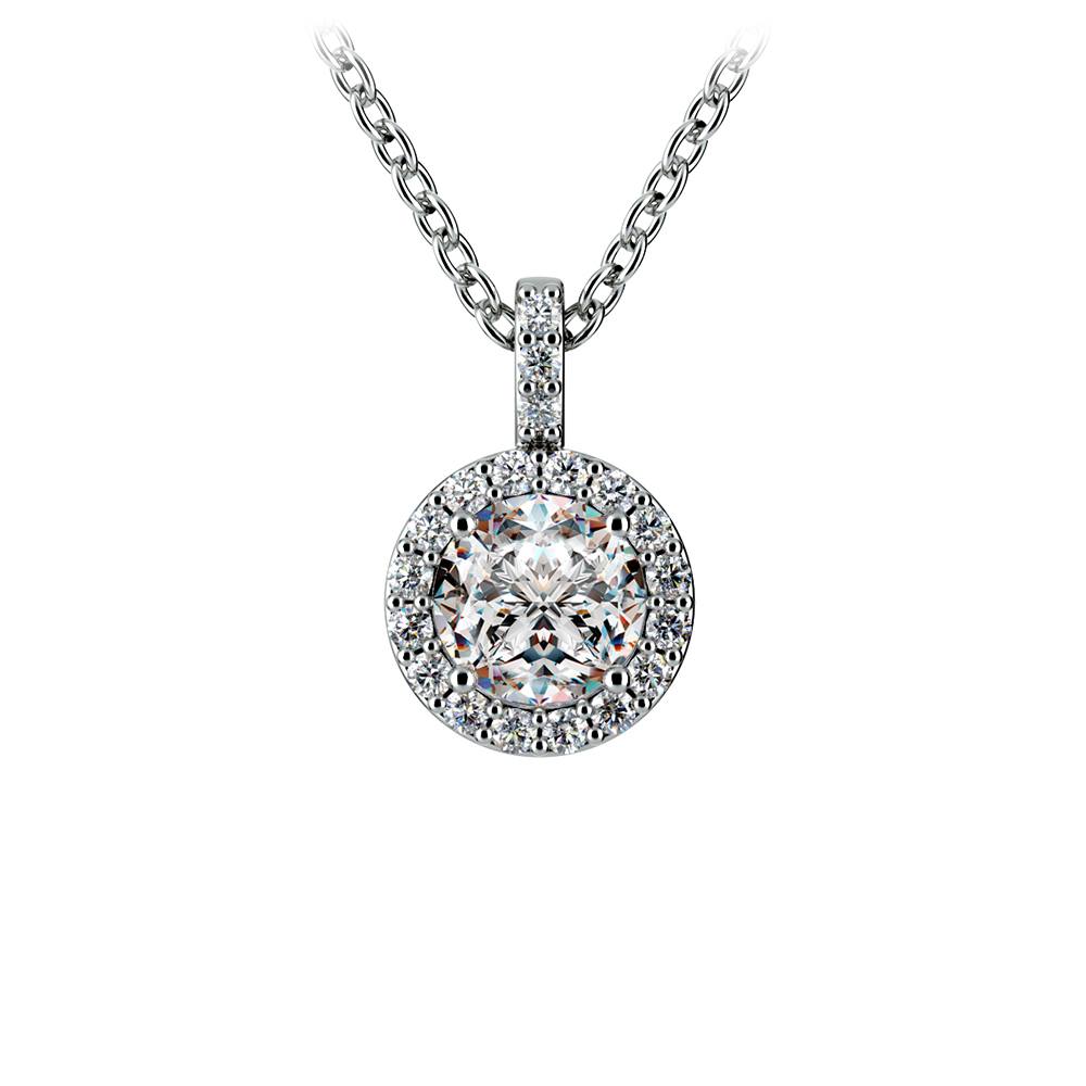 diamond solitaire halo pendant