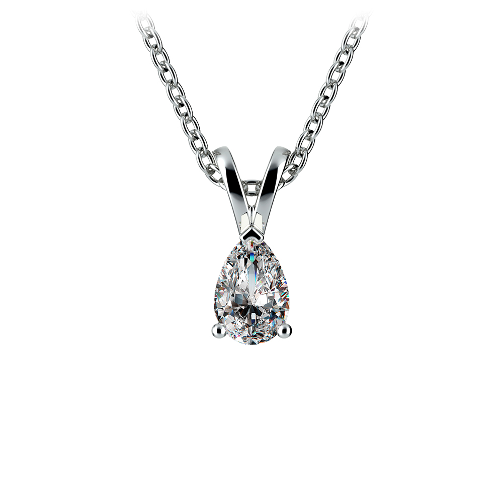 Gorgeous Pear Shaped Diamond Necklace In White Gold (1 3 Ctw)