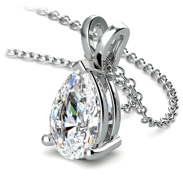 Stunning 3 Carat Pear Shaped Diamond Necklace In White Gold