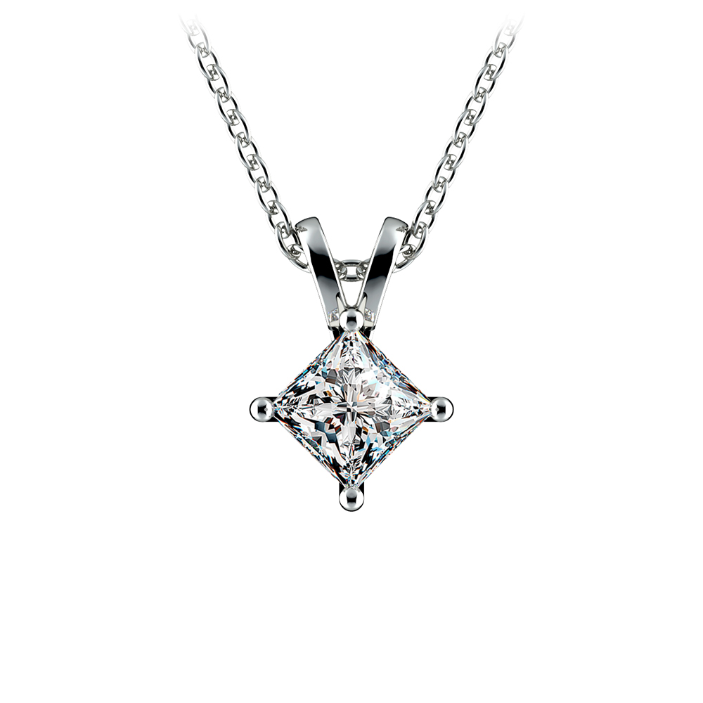 0.76 ctw Invisibly set Princess Cut Diamond Heart Pendant in 18k white gold