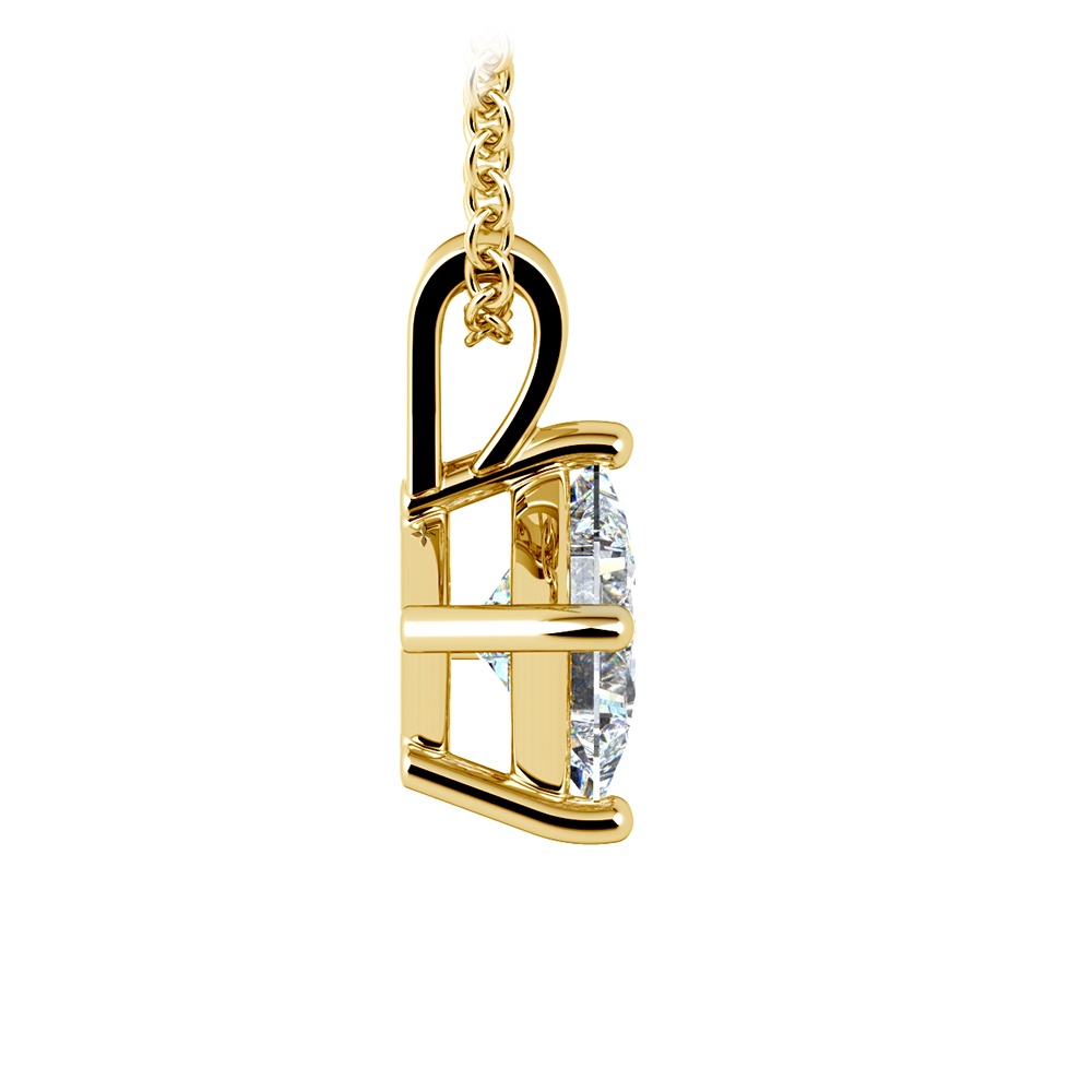 1 Carat Princess Diamond Necklace Solitaire In Yellow Gold
