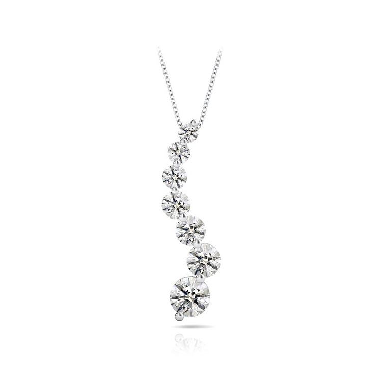 Seven-Stone Journey Diamond Necklace In White Gold (1 Carat)