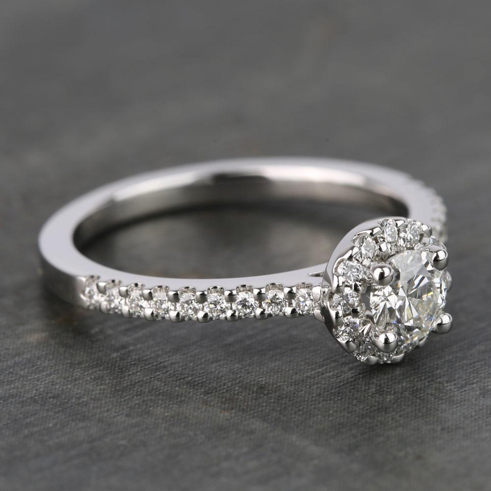 Flawless Round Halo Diamond Engagement Ring (0.50 Carat)