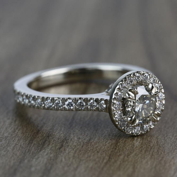 0.60 Carat Round Petite Halo Diamond Engagement Ring