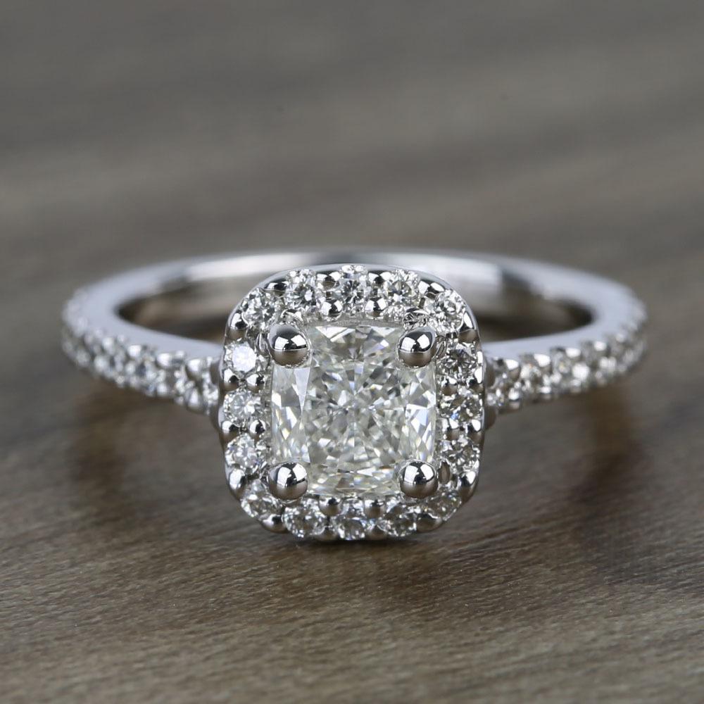 0.73 Carat Cushion Halo Diamond Engagement Ring