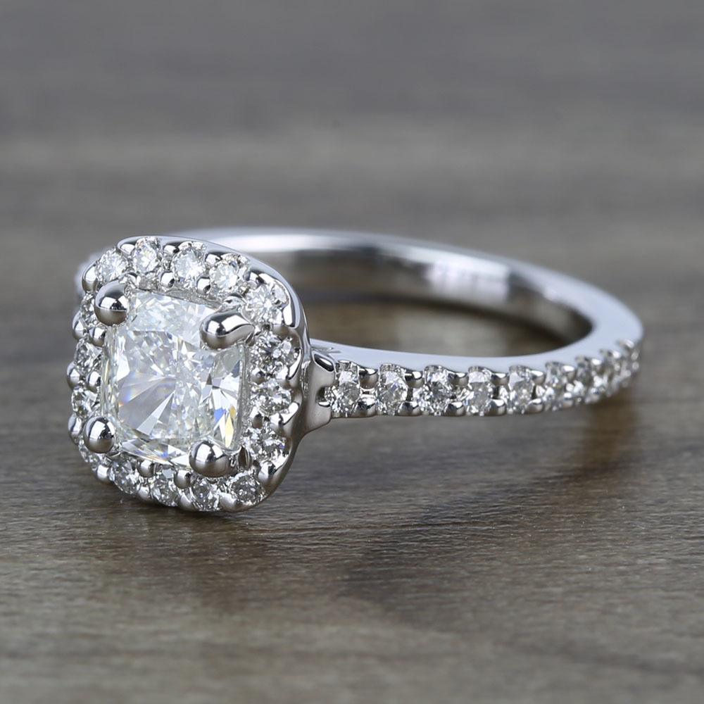 0.73 Carat Cushion Halo Diamond Engagement Ring