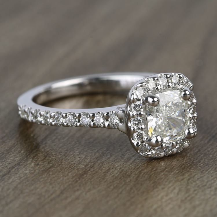 0.73 Carat Cushion Halo Diamond Engagement Ring