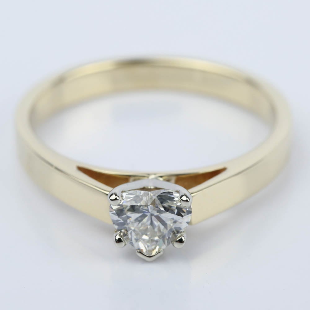 Heart Shaped Diamond Engagement Ring In Yellow Gold