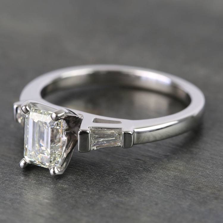 0.90 Carat Emerald & Baguette Diamond Engagement Ring