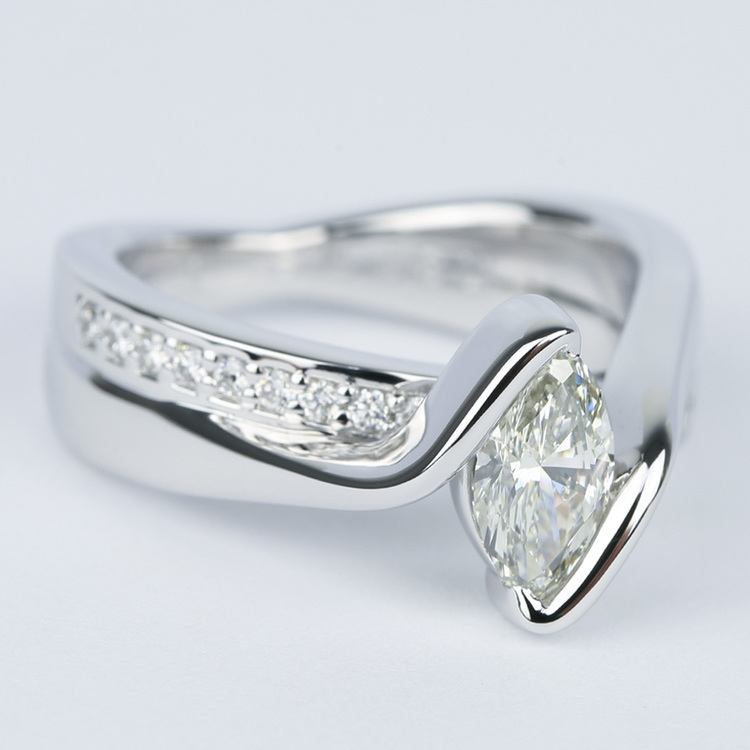 Marquise Bezel Diamond Bridge Engagement Ring (.90 Carat)
