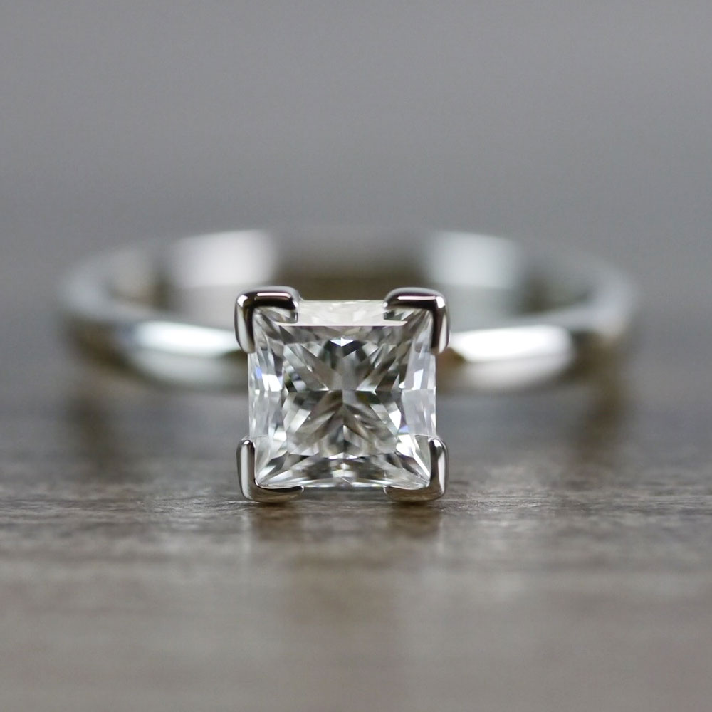 Princess Cut Solitaire Ring In White Gold (0.93 Carat)