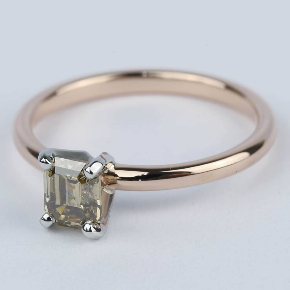 Chocolate Brown Emerald Cut Diamond Ring