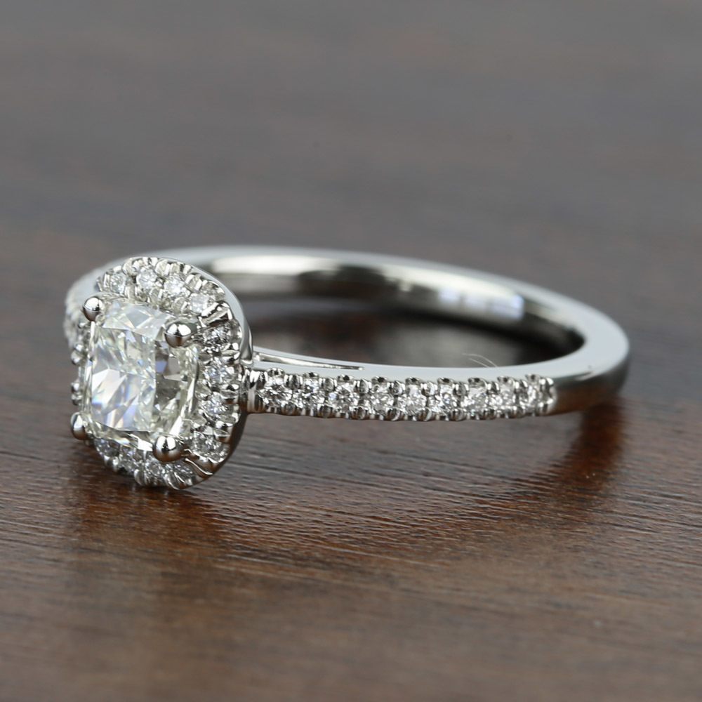 1.00 Carat Floating Halo Cushion Loose Diamond Engagement Ring