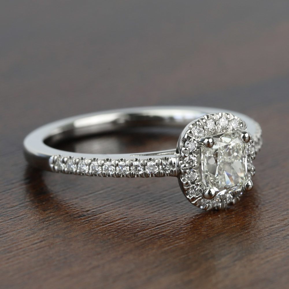 1.00 Carat Floating Halo Cushion Loose Diamond Engagement Ring