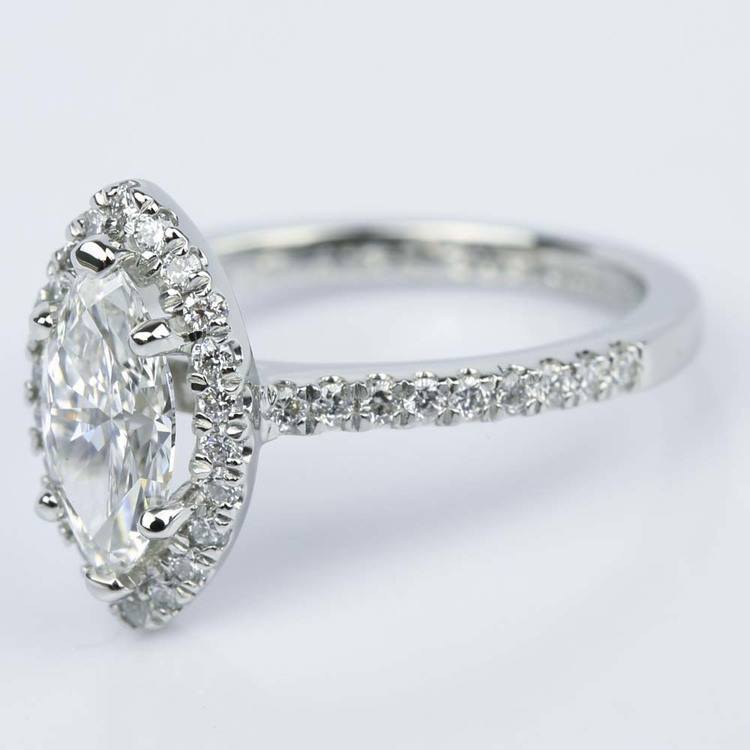 Marquise Diamond Halo Engagement Ring (1.03 ct.)