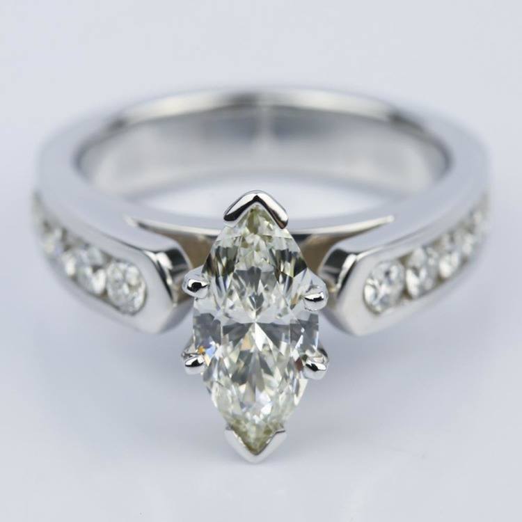 1.06 Carat Marquise Cathedral Diamond Ring with Channel Setting