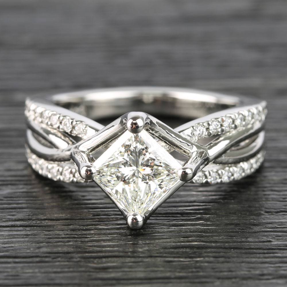 1.10 Carat Princess Twisted Split Shank Diamond Ring