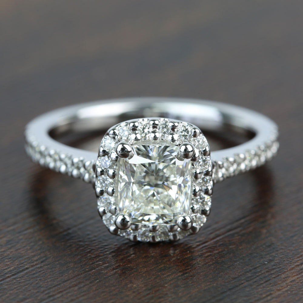 1.20 Carat Cushion Halo Diamond Engagement Ring