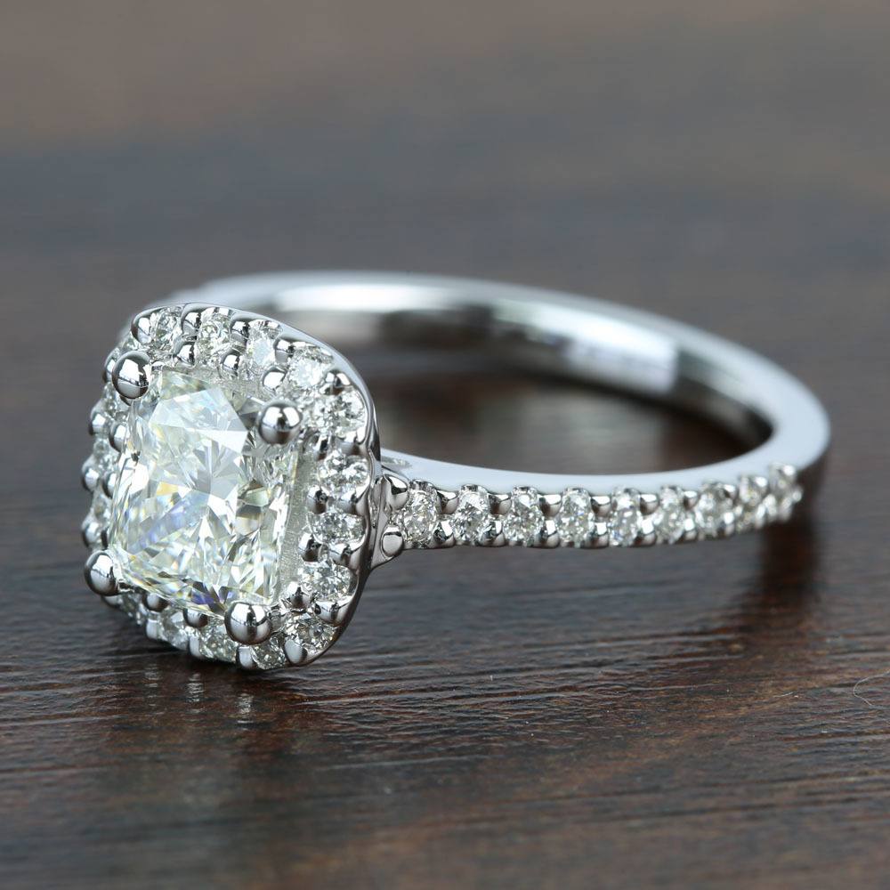 1.20 Carat Cushion Halo Diamond Engagement Ring