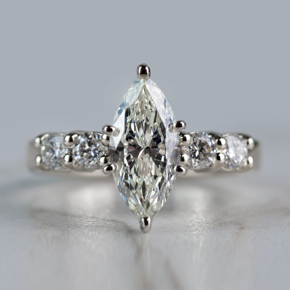 1.29 Carat Marquise Diamond Round Five-Stone Engagement Ring