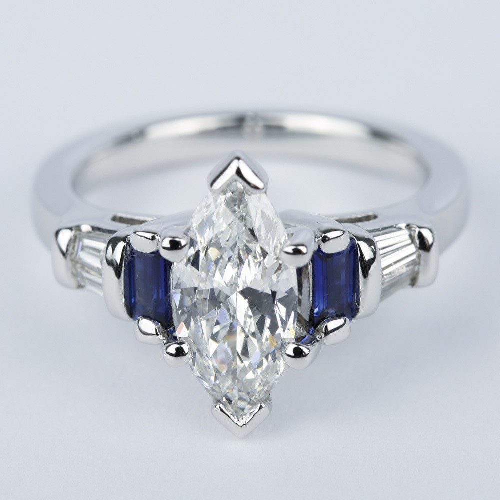 sapphire ring with diamond baguettes