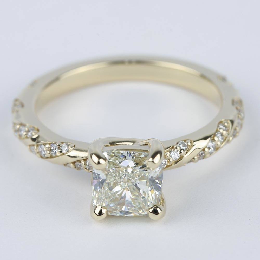 1.30 Carat Cushion Twisted Diamond Engagement Ring