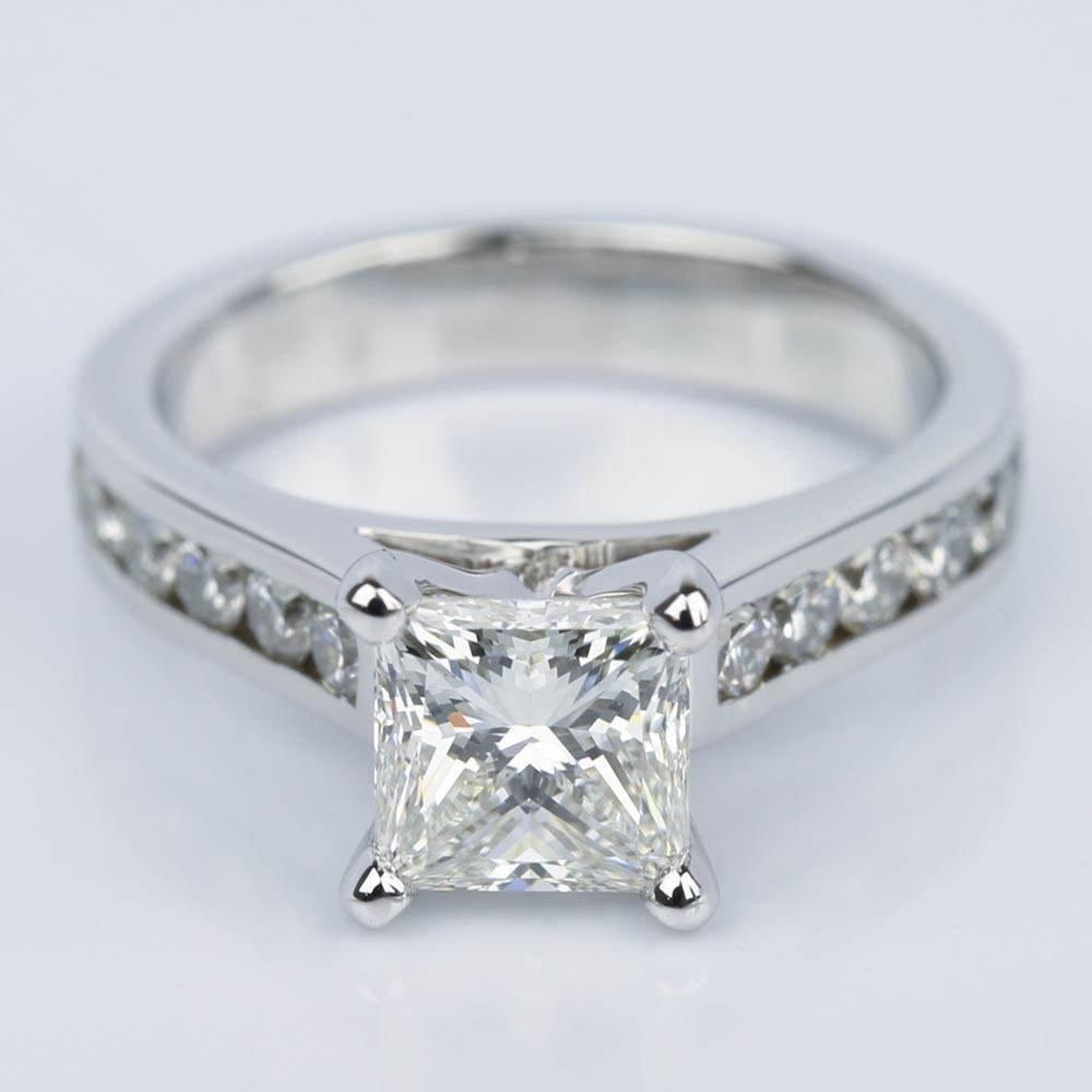 Princess Cut Diamond with Channel Engagement Ring