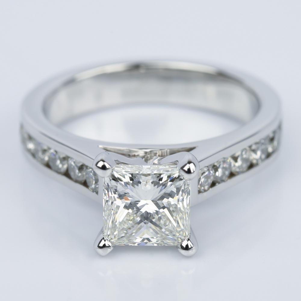 Cinderella Princess Cut Engagement Ring In White Gold