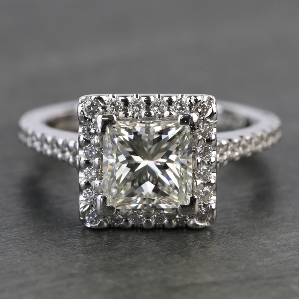 1.41 Carat Princess Halo Diamond Engagement Ring