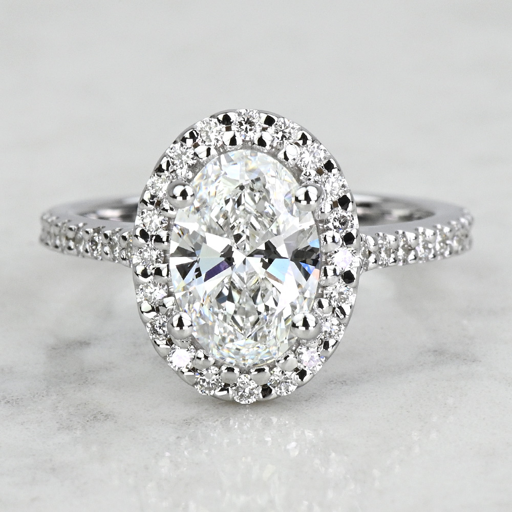 1.50 Carat Lab Grown Oval Diamond Halo Engagement Ring