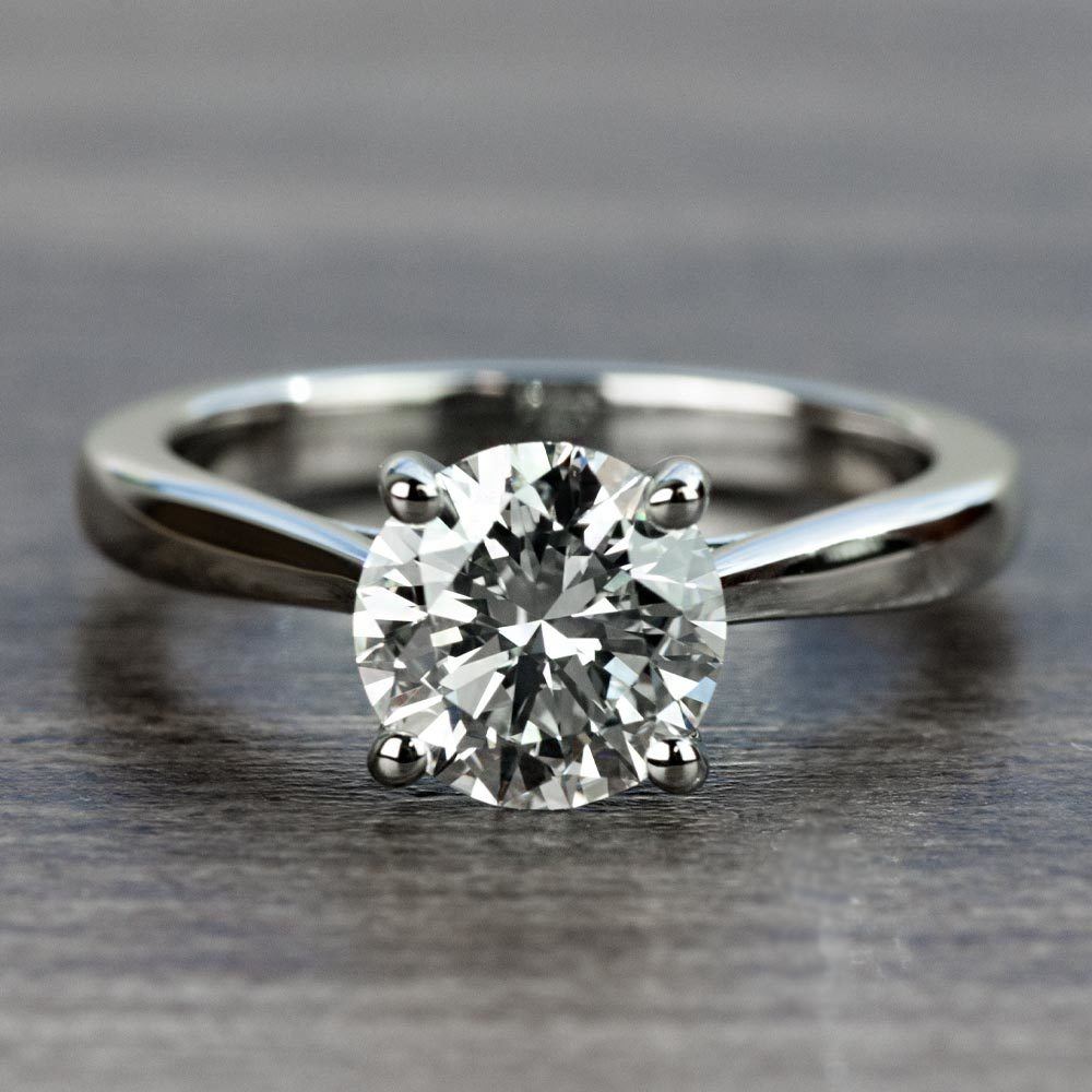 1.50 Carat Round Diamond with Taper Solitaire Engagement Ring