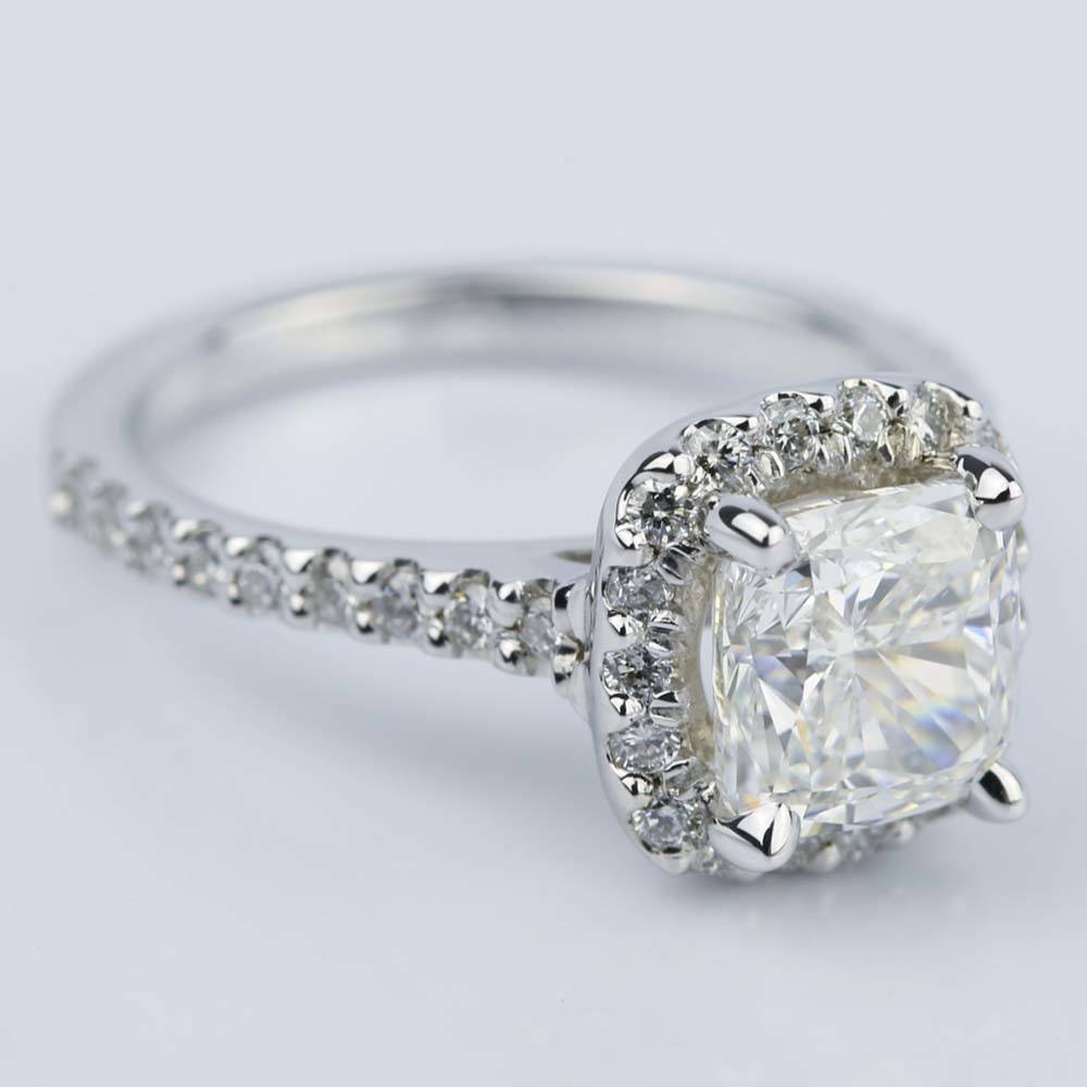 Cushion Cut Diamond Engagement Ring With Halo (1.80 Ct)