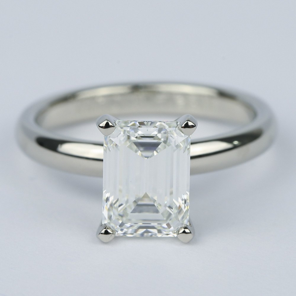 White Gold Emerald Cut Diamond Engagement Ring