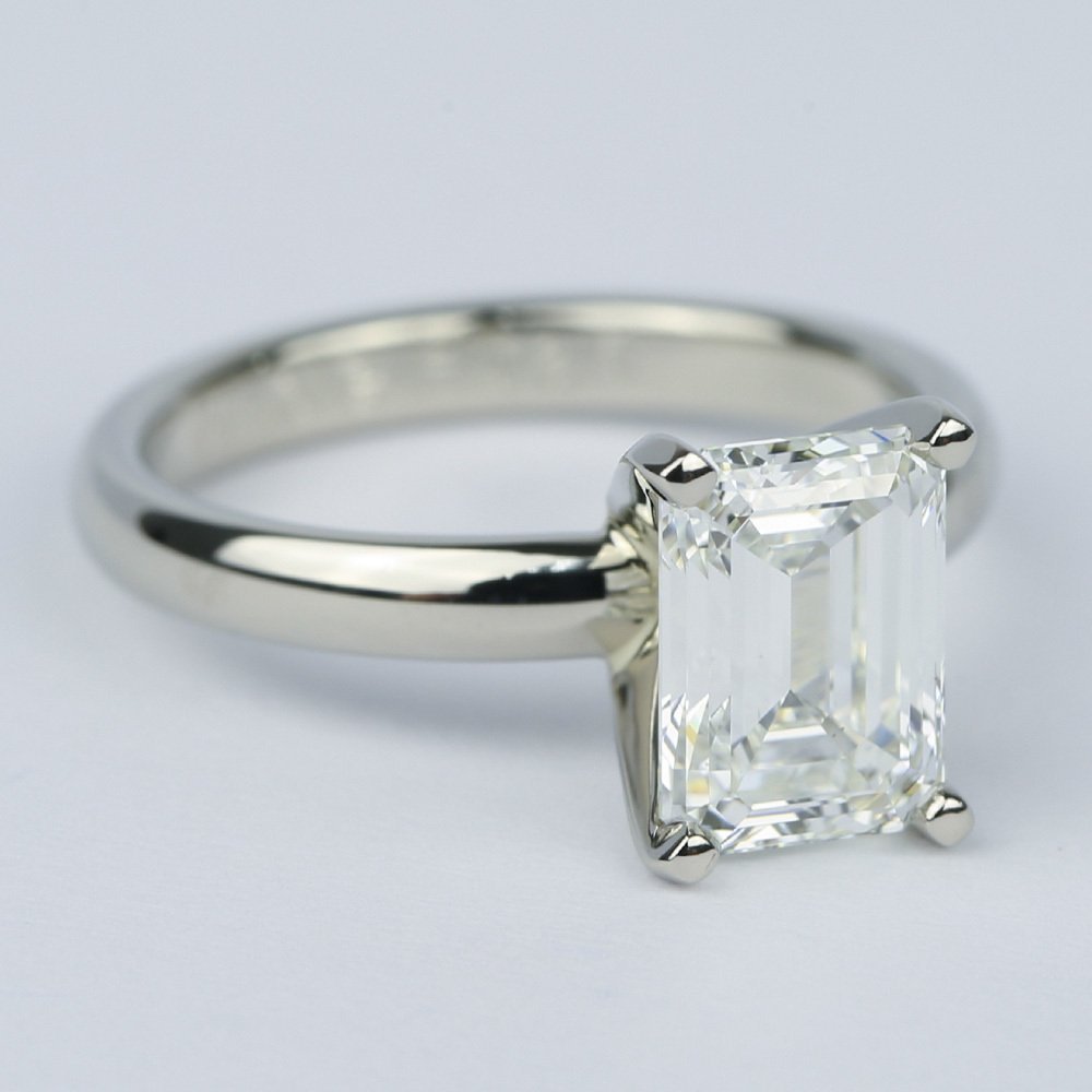 White Gold Emerald Cut Diamond Engagement Ring