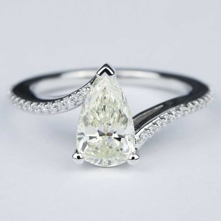 Swirl Style Pear Diamond Engagement Ring (1.83 Carat)