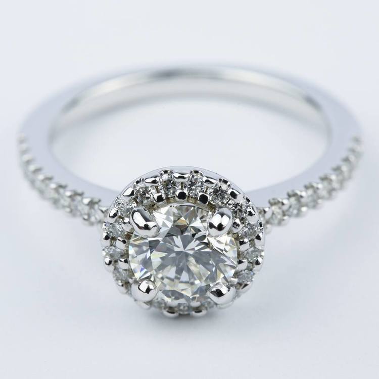 1 Carat Halo Diamond Engagement Ring in 18K White Gold