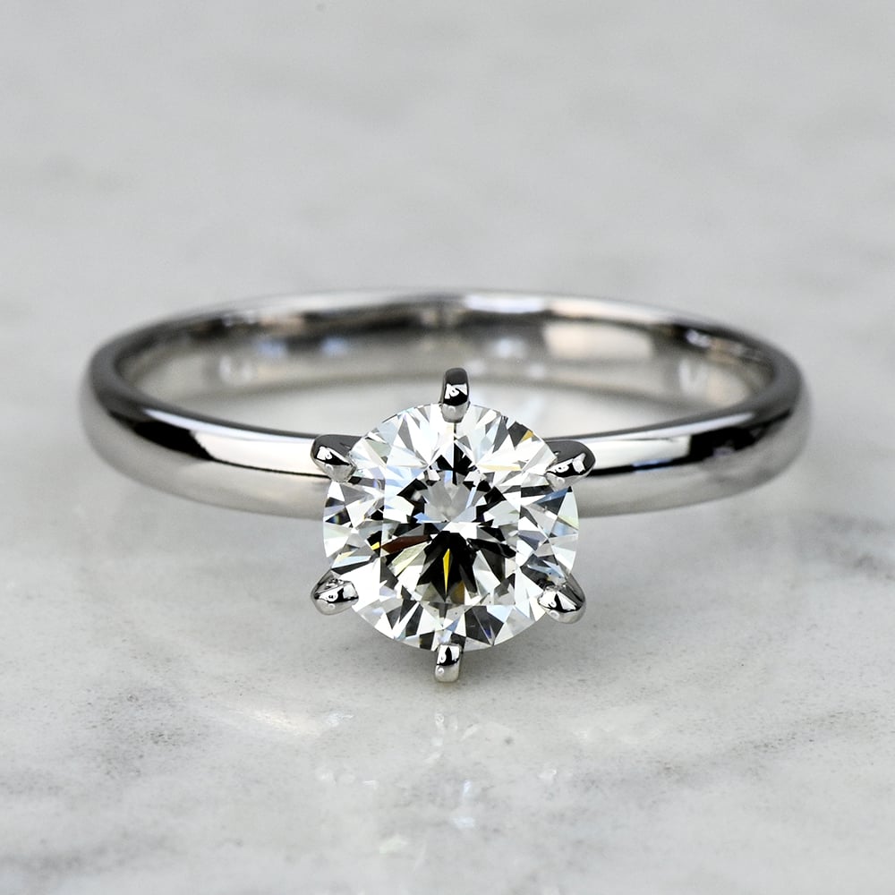 1 Carat Lab Grown Round Diamond Six-Prong Solitaire Engagement Ring