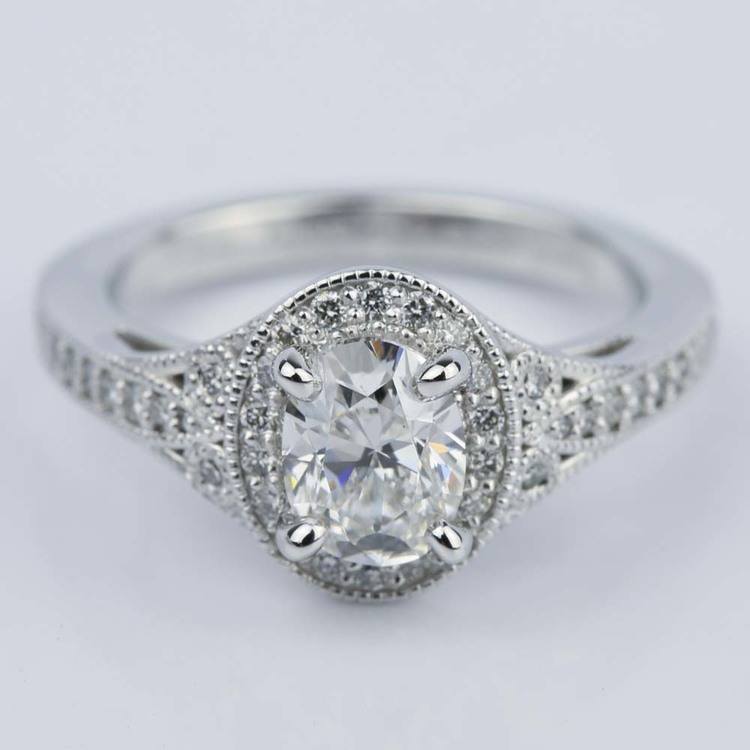 Carat Oval Diamond Art Deco Engagement Ring