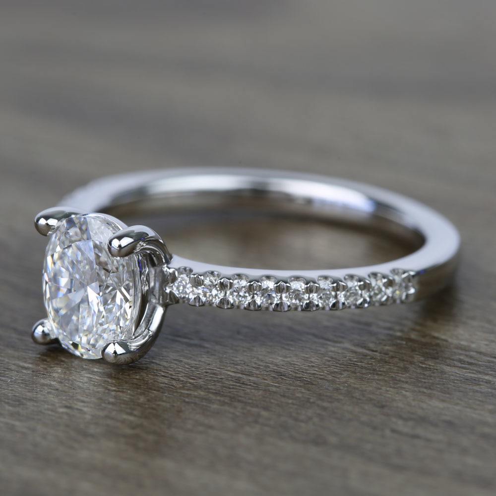 1 Carat Oval Diamond Engagement Ring - Scalloped Ring