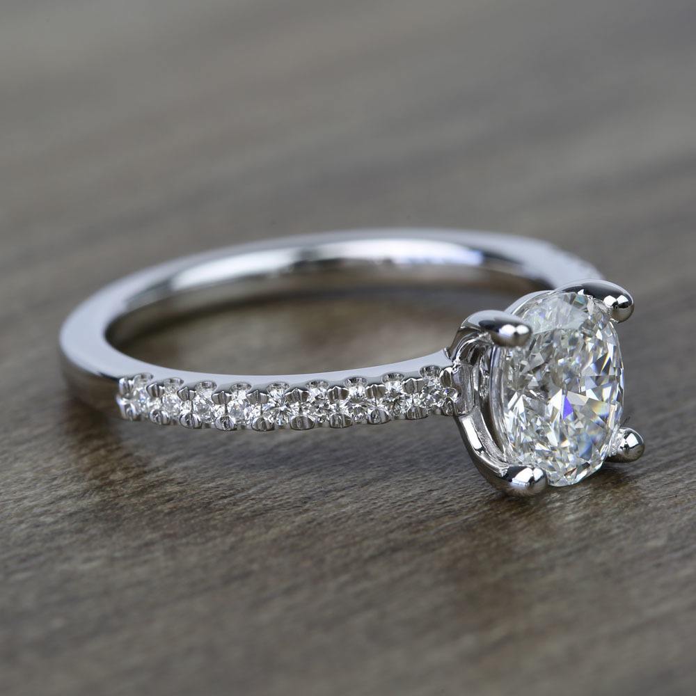 1 Carat Oval Diamond Engagement Ring - Scalloped Ring