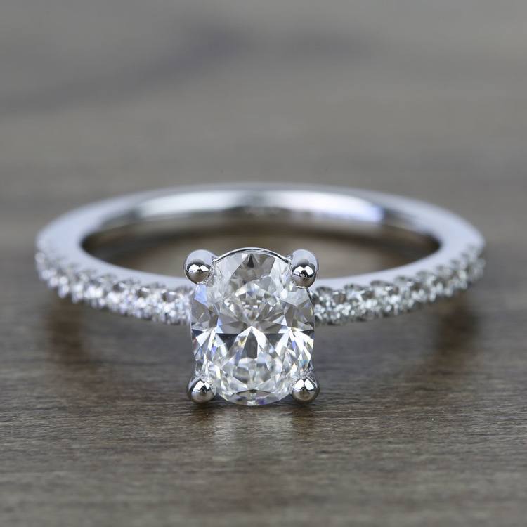 1 Carat Oval Scallop Diamond Engagement Ring