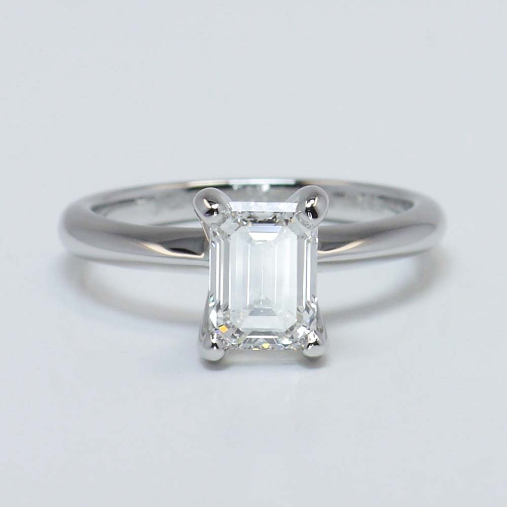 Emerald Cut Solitaire Engagement Ring | Knife Edge Setting