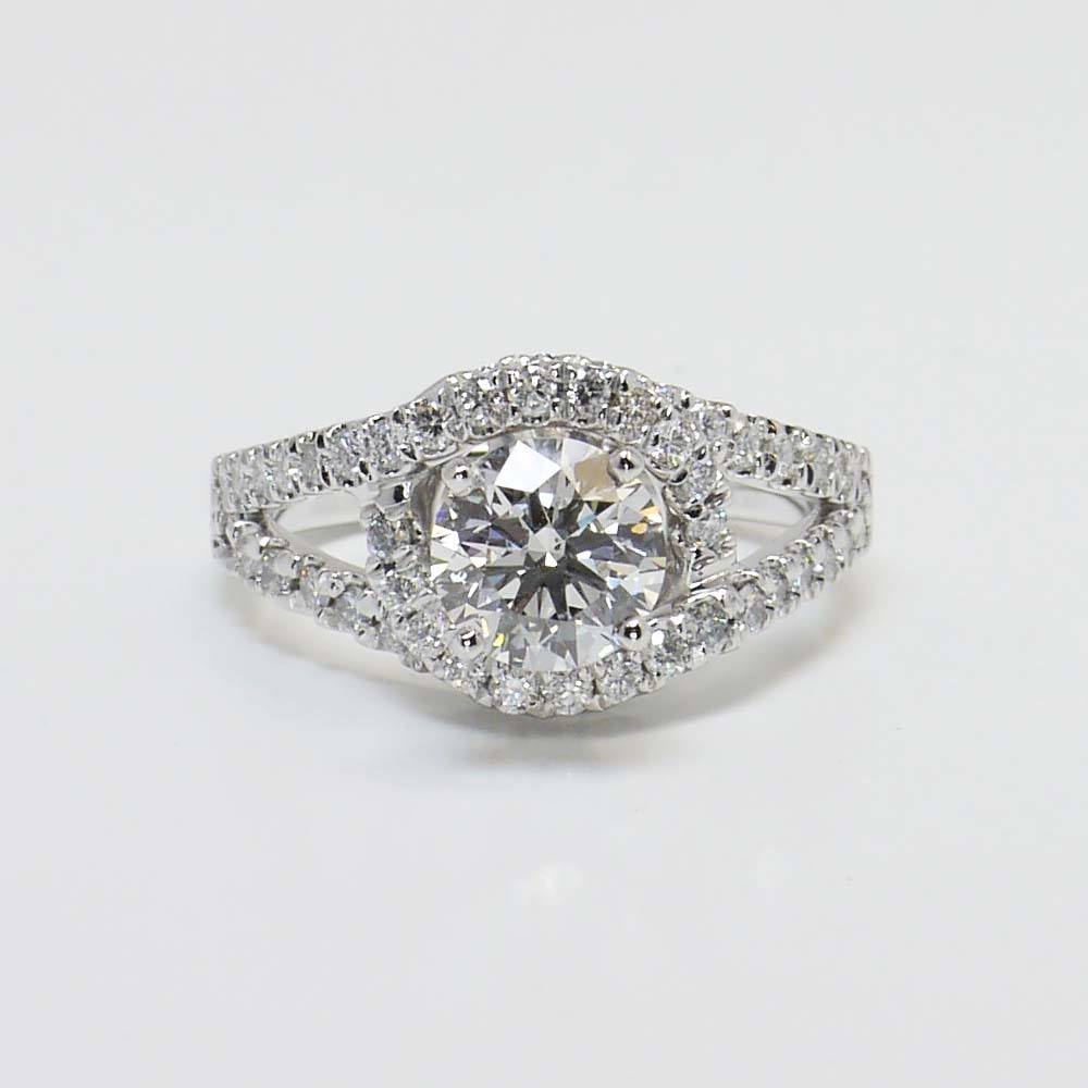 Split Shank Round Diamond Engagement Ring In White Gold