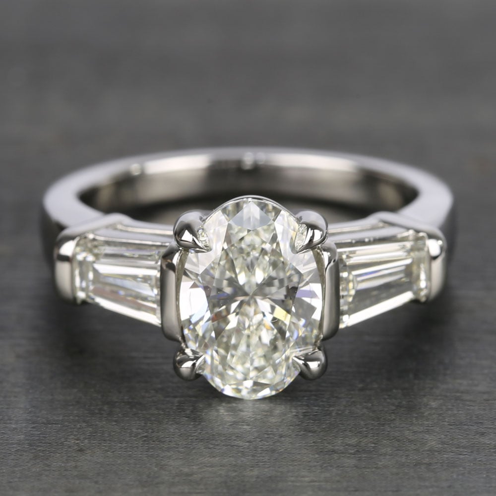 1.84 Ct Oval Diamond Engagement Ring With Baguettes